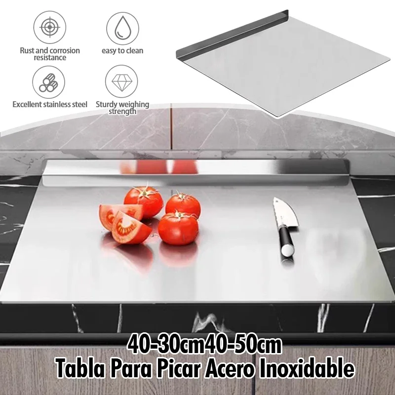 

Premium Stainless Steel Chopping Board - Double-Sided Foldable Cutting Board for Kitchen Home Use Heavy-Duty Dough Prep Surface