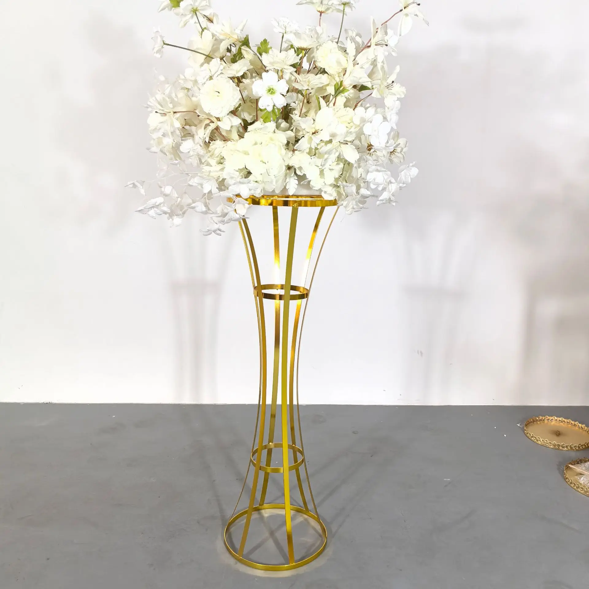 Gold Flower Rack Modern 80cm/100cm Wedding Table Centerpiece Event Road Lead Party Flowers Stand Home Hotel Decoration