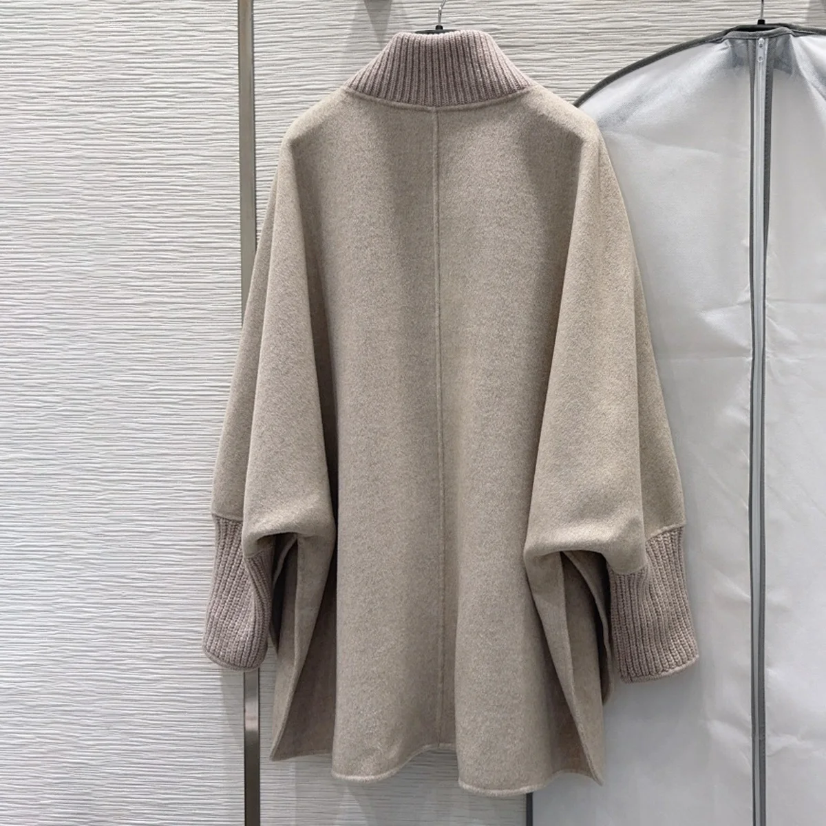 High Quality Women Stand Collar Loose Mid Length Coat, Knitted Cuff Single Breasted Winter Outerwear lyt2610709