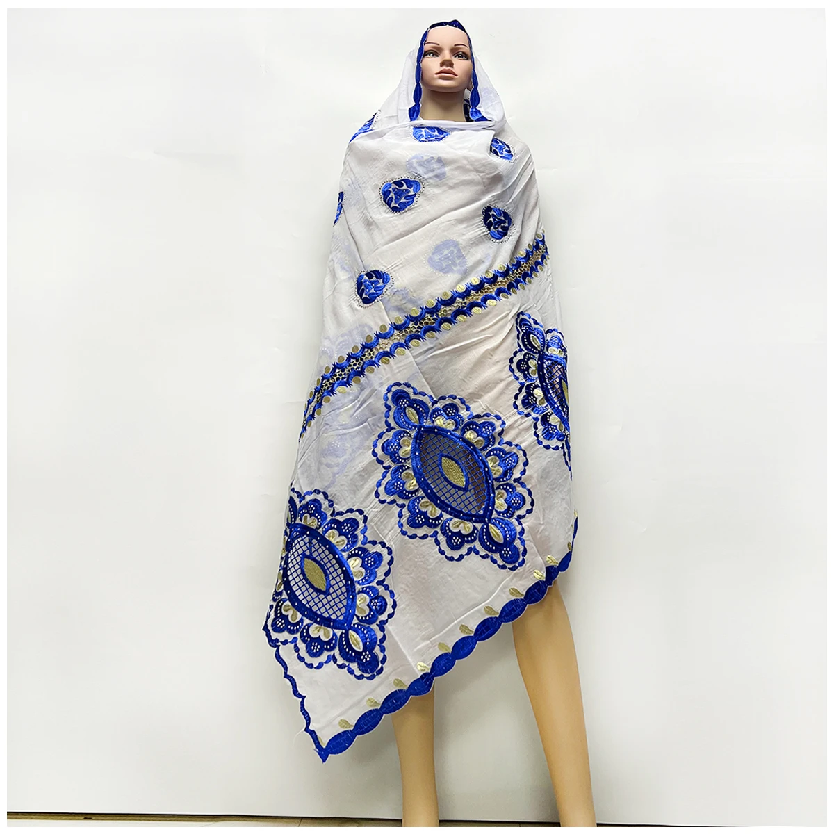 Latest Hot Sale African Women 100% Cotton Hollow Out Devise Scarf Muslim Women Hijab Scarfs Big Size Cotton Scarf for Shawls