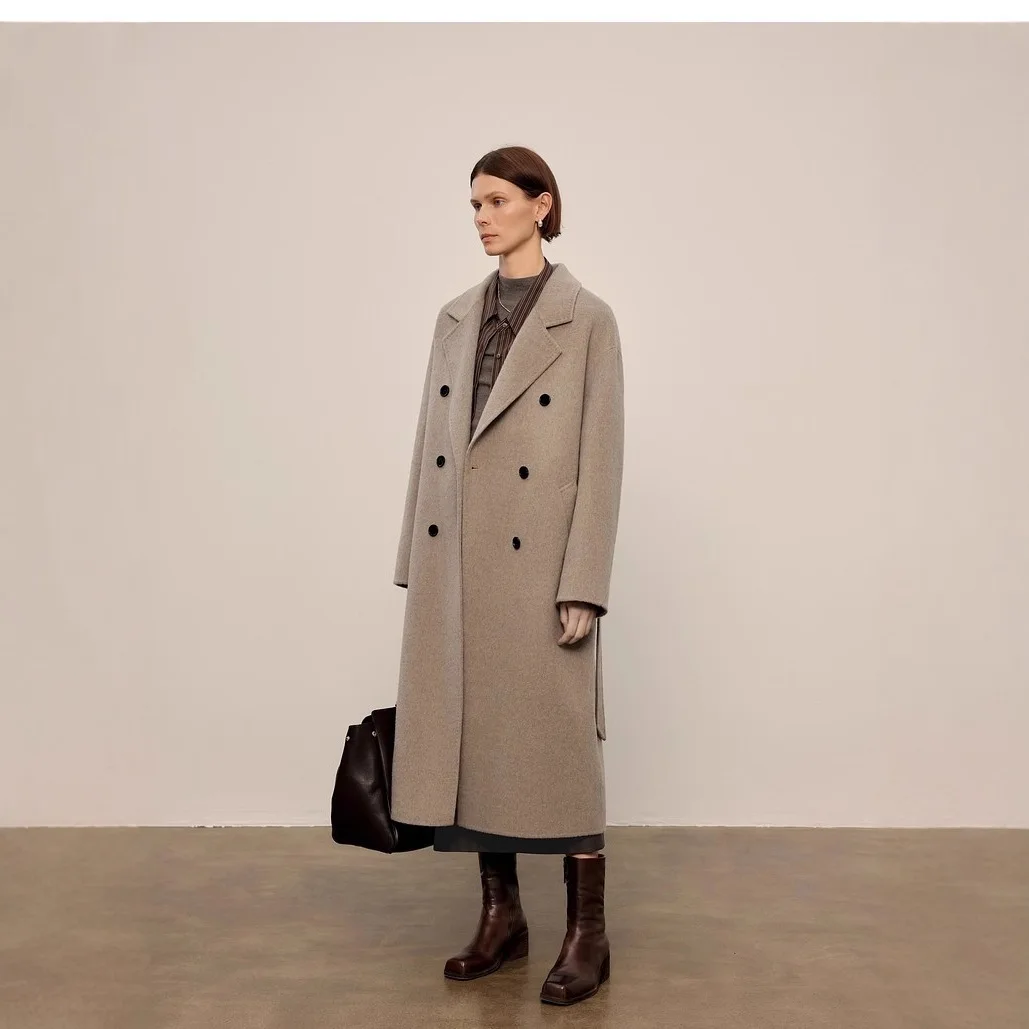 Women's Fashionable Wool Coat Casual Loose Lapel Long Coat Autumn Winter Versatile Everyday Wear