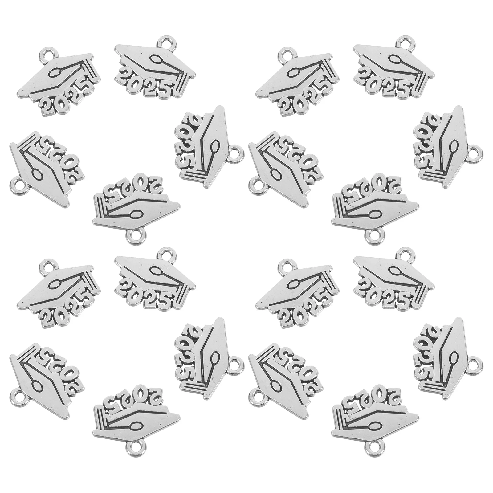 

100pcs Graduation Pendant 2025 Alloy Year Charm Charms for DIY Jewelry Necklaces Bracelets Keychains Accessories