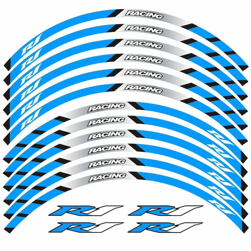 야마하 YZF-R1 YZF R1 17인치 림 스트라이프 휠 데칼 테이프 스티커 키트용 오토바이 스티커 데칼