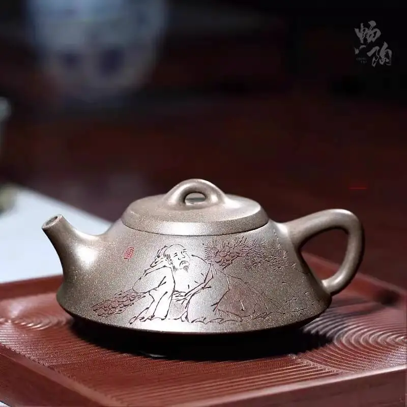 

Глиняная кувшинка Changtaoyixing Zisha, полностью ручной работы, из глины Tianqing, с узором «Красный дракон», каменная чаша Dongpo, 260 мл