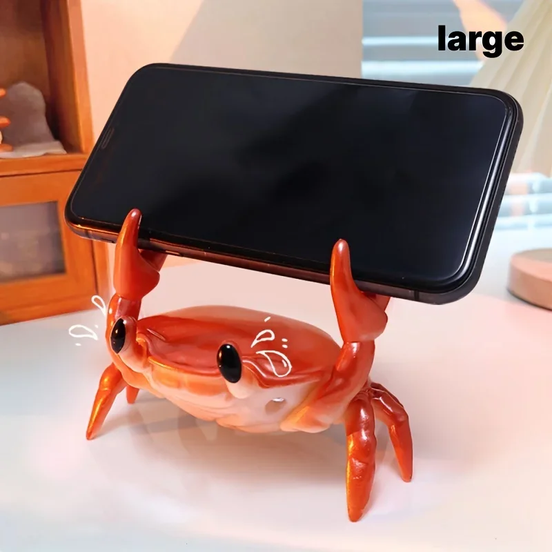 Personality 3D Crab Weight Lifting Phone Holder,Multifunctional Pen Holder Eyeglasses Mobile Phone Stand Desktop Decoration Gift