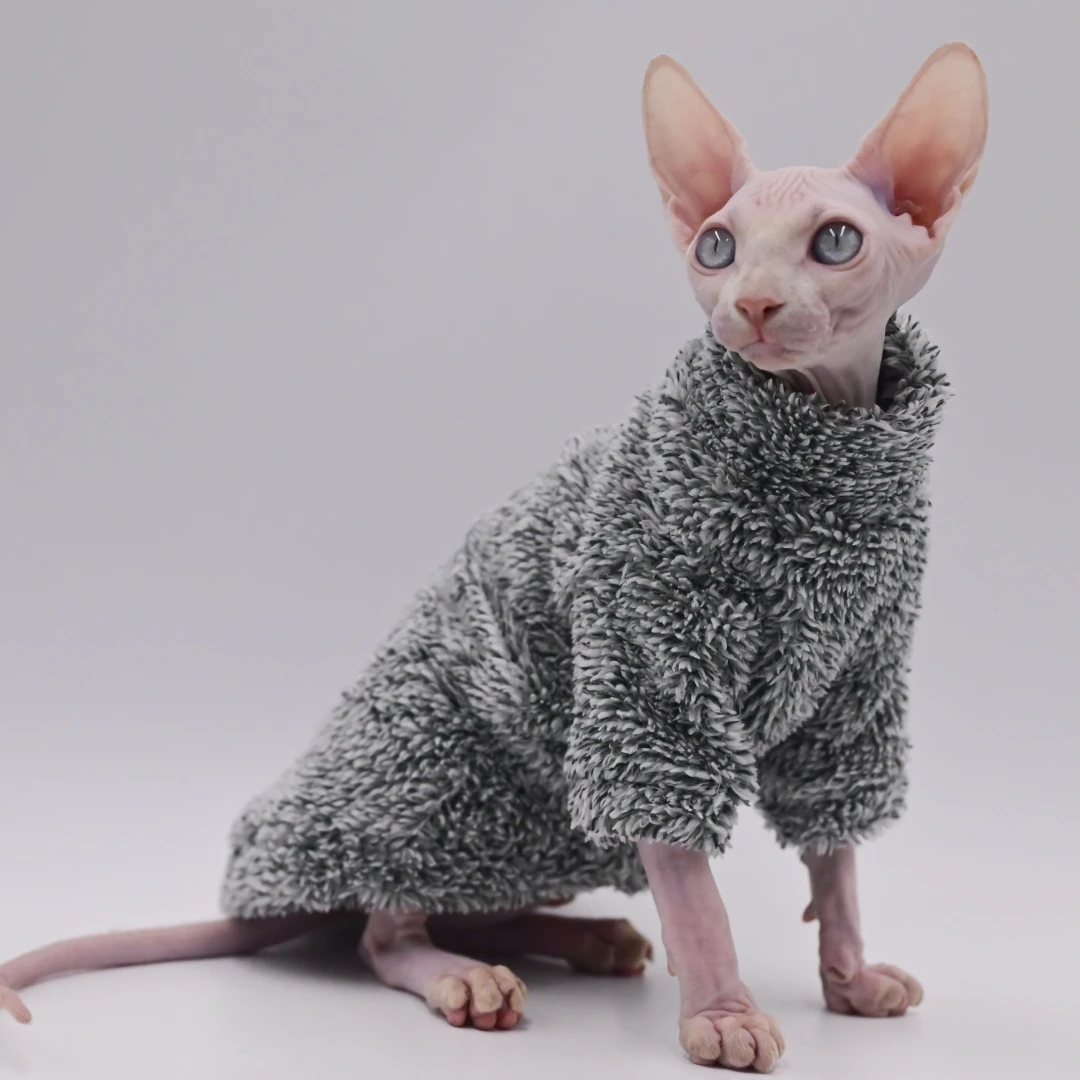 Haarlosen Katze Kleidung Winter Camouflage Warme Arktischen Samt Sphynx Katze Mantel Devon Kleidung Konis Katze