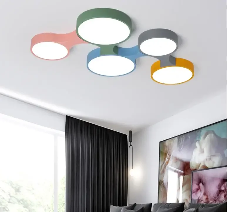 

Modern Led Ceiling Light Dimmable Remote Control Lustre Ultra thin 5cm Colorful Ceiling Lights Fixtures For Kids Room Bedroom