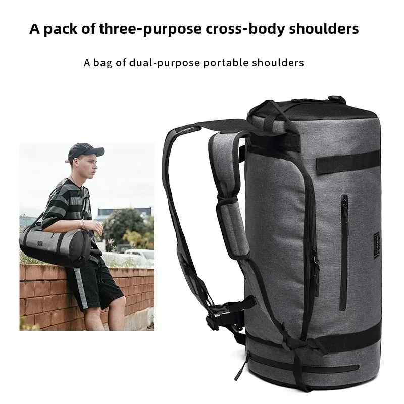 

double shoulder travel bag, wet and dry separation fitness bag, large-capacity cylindrical tote bag.