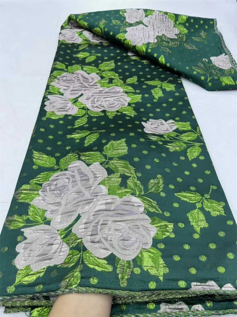 

Африканская жаккардовая парча, роскошная ткань высокого качества, нигерийская цветочная дамасская ткань, позолота, кружевной материал, ткань Brocard Tissu, 5 ярдов, JB3