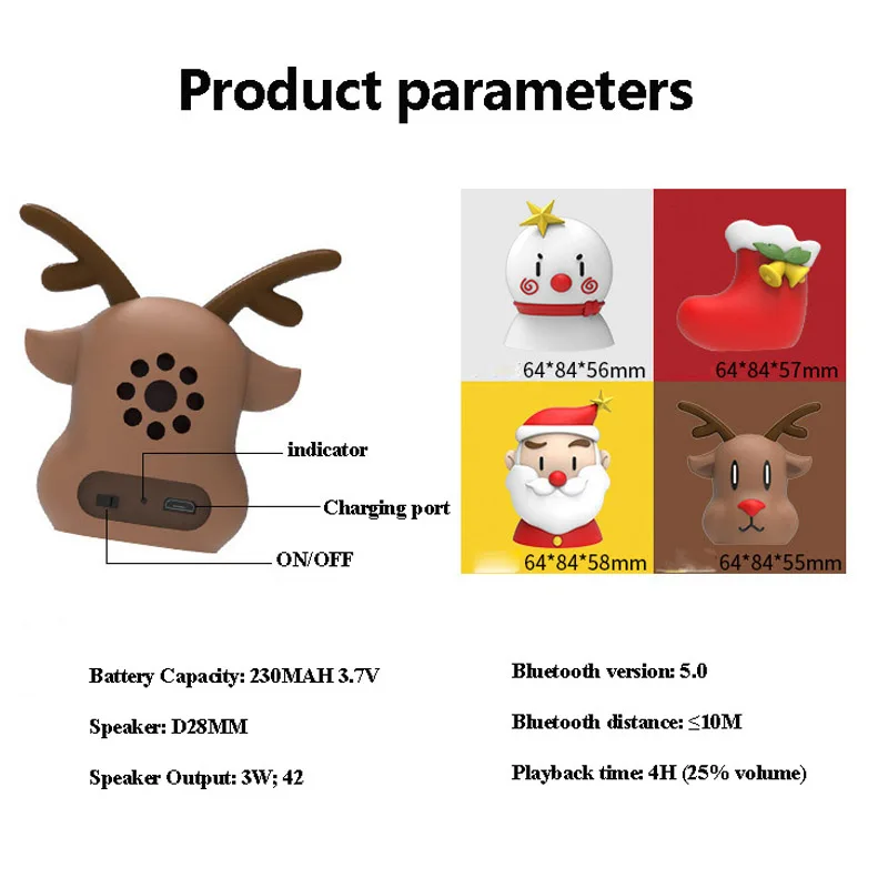 Рождественский Bluetooth-динамик, мультяшная мощная аудиосистема, звуковая панель, беспроводные носки Санта-Клауса, музыкальная шкатулка для телефона IOS Andriod