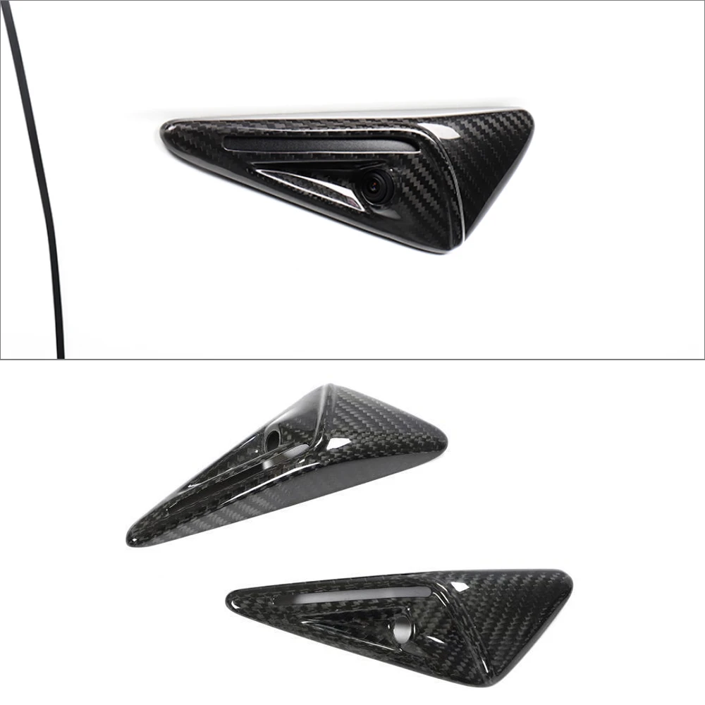 For Tesla Model 3 Model Y Real Dry Carbon Camera Protection Cover Side Vent Fender Trim