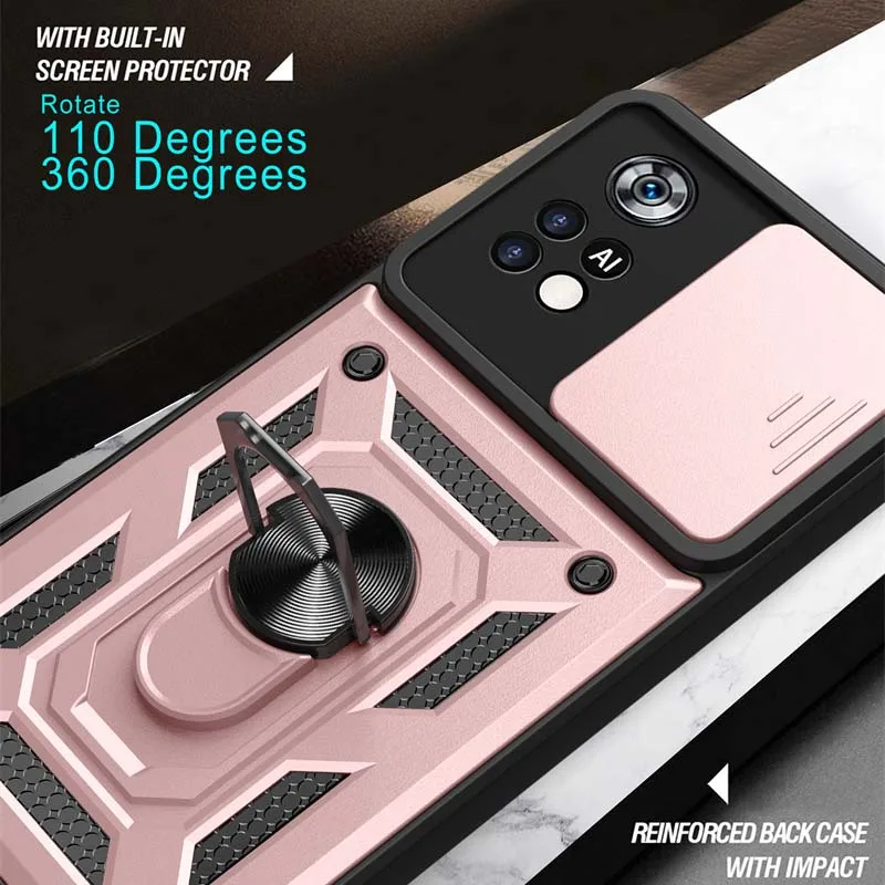 Slide Camera Lens Protector Armor Case For Mi POCO X6 X5 X4 X3 Pro NFC Bumpers Ring Cover For POCO X4 F4 GT M4 M6 F3 F5 Pro