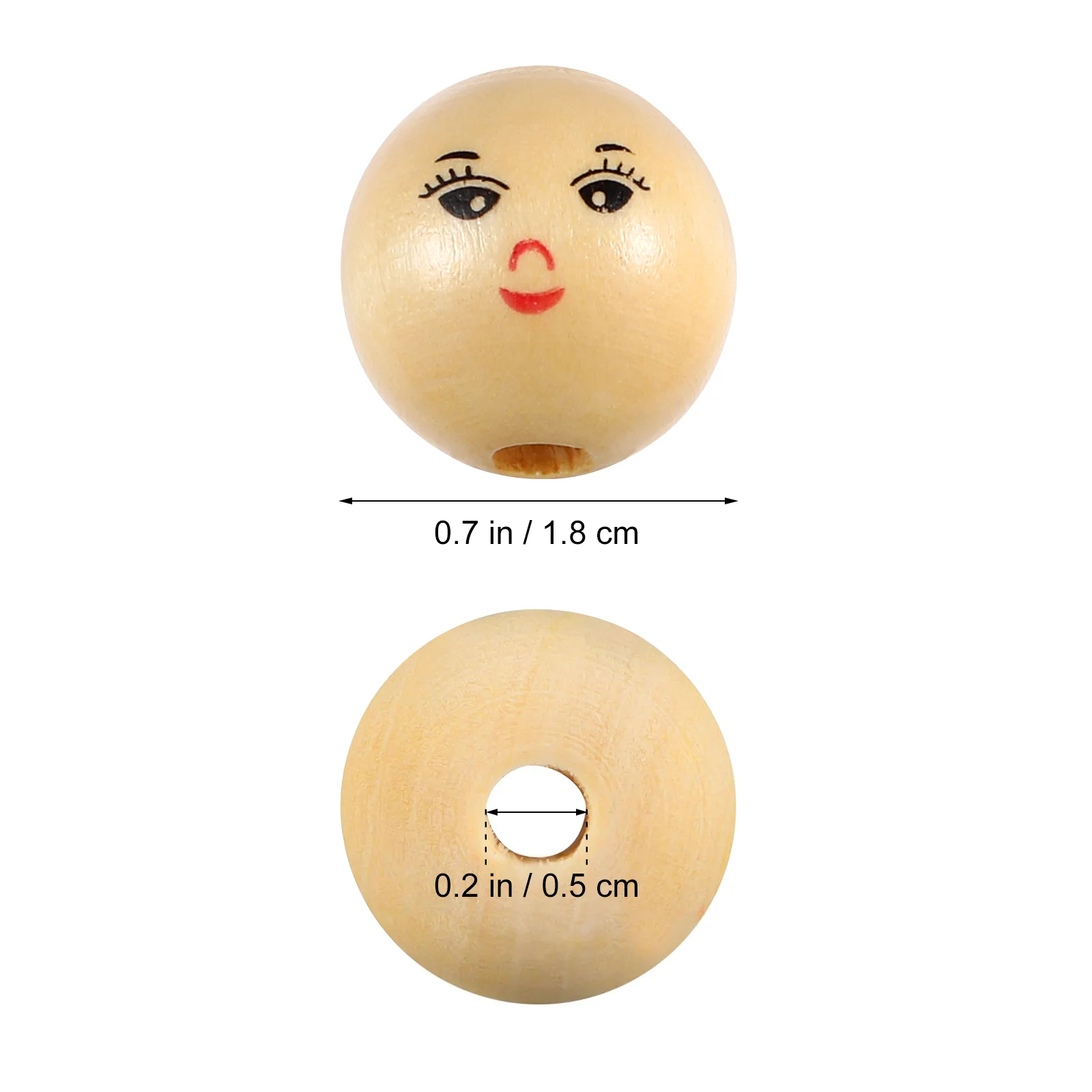 Beads With Face Round Wooden Smile Face Beads Wood Loose Round Spacer With Hole DIY Children\'S Beads Log Color Face Head