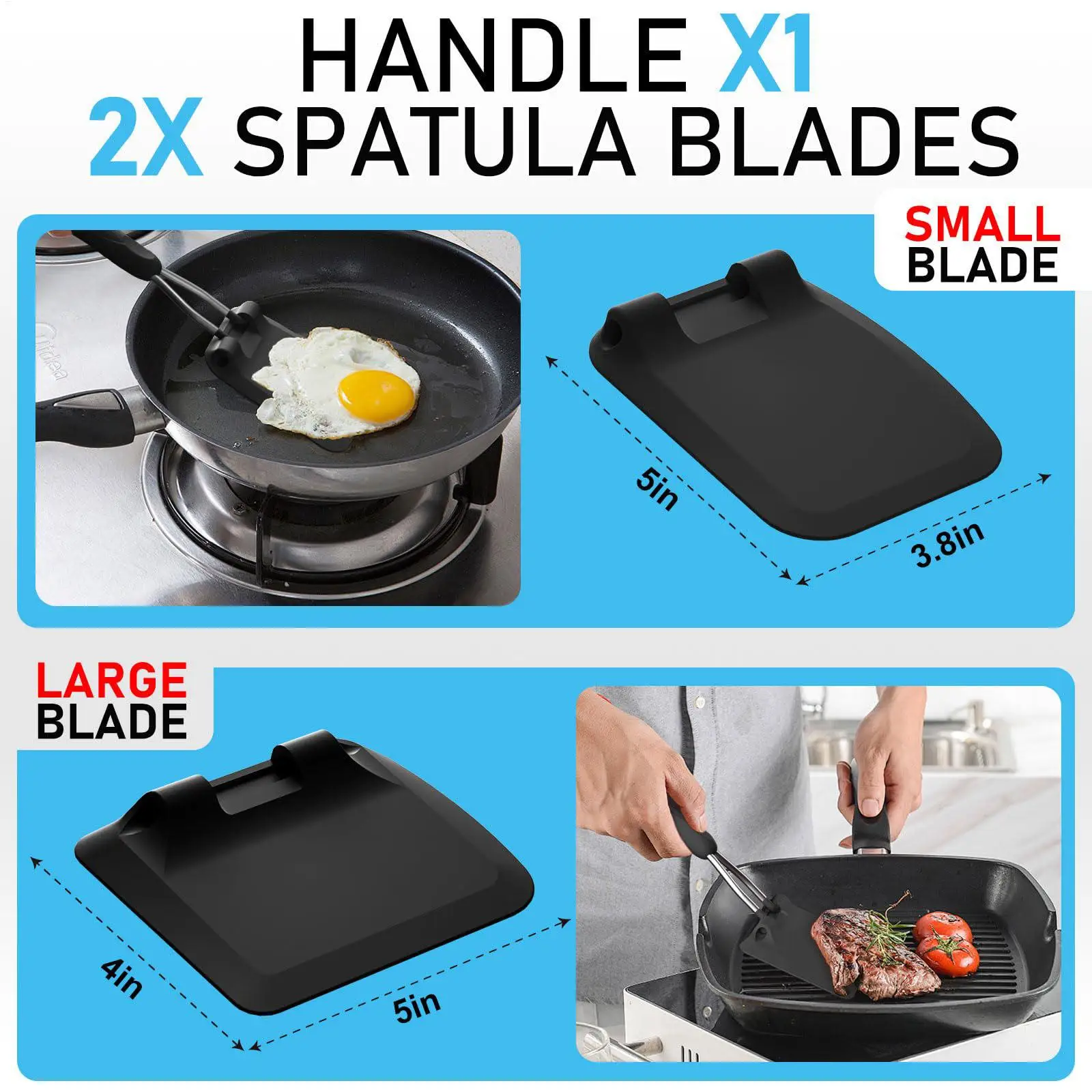 Adjustable Spatula Angle Adjustable Heat-Resistant Replaceable Pancake Cooking Turner for Baking Cooking Mixing Fish Burger