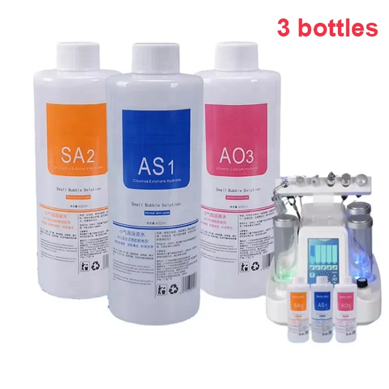 3 Bottle AS1 Hydro Aqua Peel Solution Facial Skin Care Face Serum For Hydra Dermabrasion Small Bubble Machine Skin Deep Cleaning