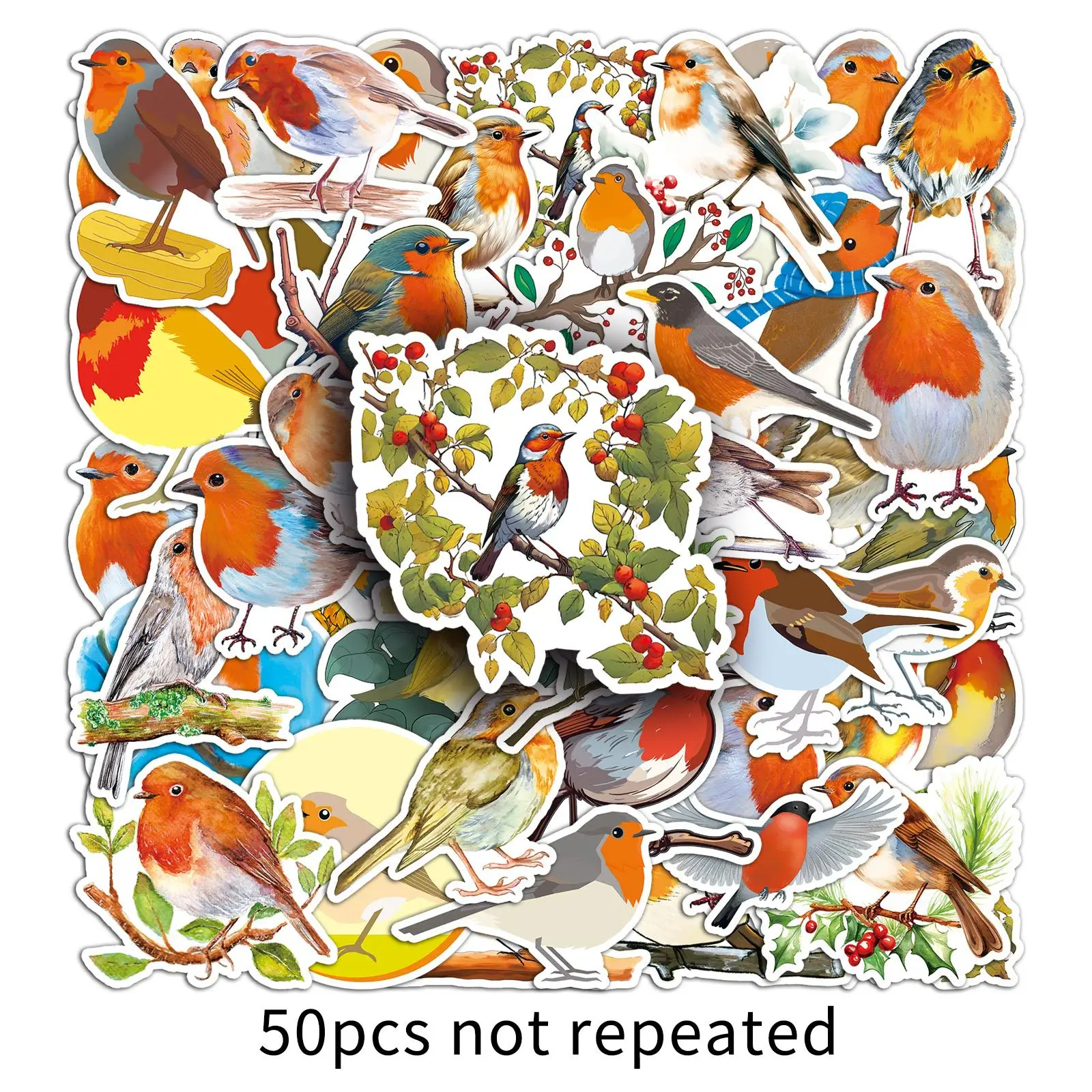 10/50PCS Cartoon Animal Robin Bird Sticker Cute Funny Doodle Decorative Water Cup Guitar Scrapbook Bike Decal Kids Toy Gift