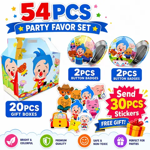 Clown Cartoon Pattern Paper Box Brooch Sticker Set Party Supplies Birthday Decor Card Making Scrapbook Album Craft Accent Art S