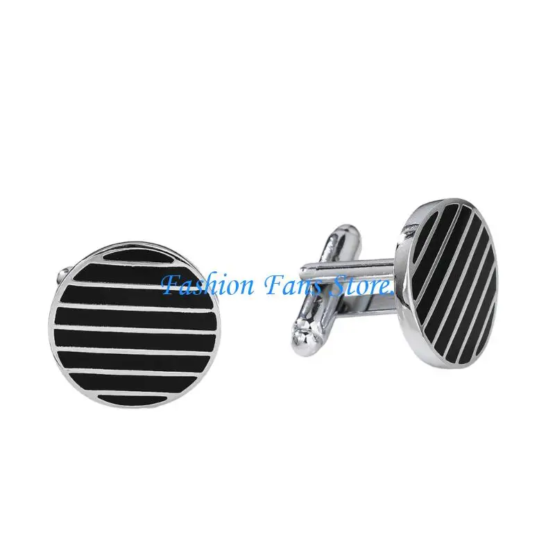 2Pcs Check Pattern Brass Cufflinks for Formal Attire Locking Closure Dress