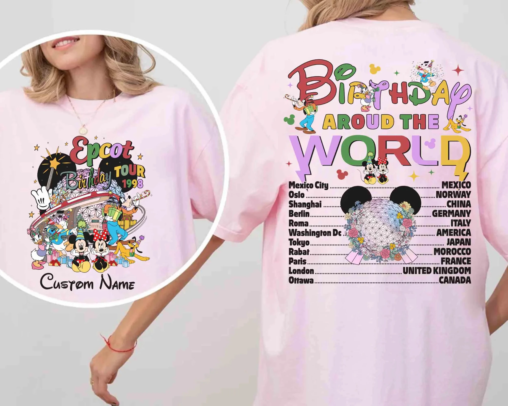 تي شيرت للاحتفال بعيد الميلاد العالمي على الوجهين، تي شيرت رحلة عيد ميلاد Epcot، رحلة Disney Epcot، هدية رحلة Disney Park #5