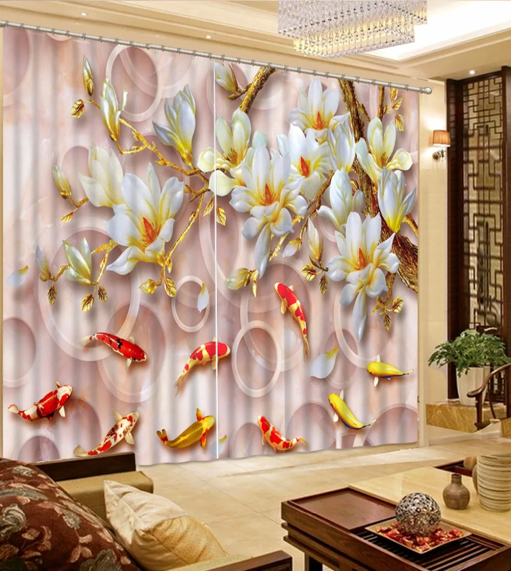 Blackout Shade Window Curtains Magnolia flower Luxury 3D Blackout Window Curtains Blackout Shade Window Curtains