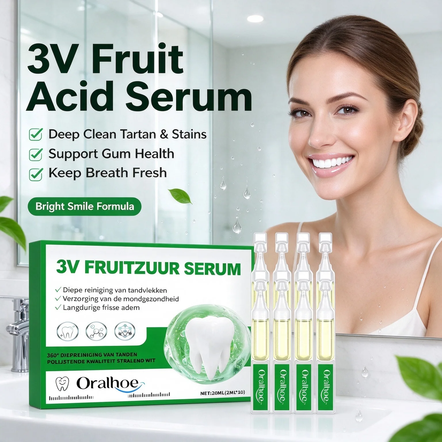Teeth Whitening Serum 10Pcs Gentle Non-Irritating Remove Coffee Smoke Stains Fresh Breath Oral Care Essence