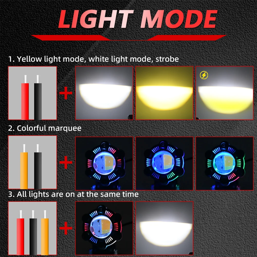 EURS S28 3570 6 ZES 5-mode motorcycle spotlight 6000K 60W 6000LM high brightness driving light suitable for Jeep SUV ATV 24V