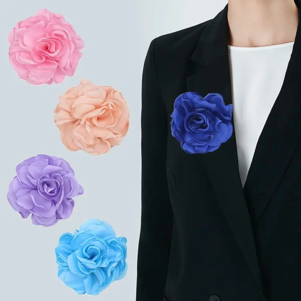 2024 Fashion Rose Flower Brooch Vintage Fabric Big Rose Flower Brooch Lapel Pins Dress Suit Corsage Badge Wedding Party Jewelry