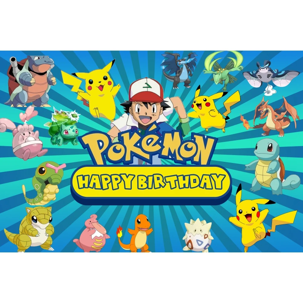 Pokemon Backdrop Cover Kids Birthday Party Decoration Pikachu Baby Shower Custom Photography Background Photo Banner Props