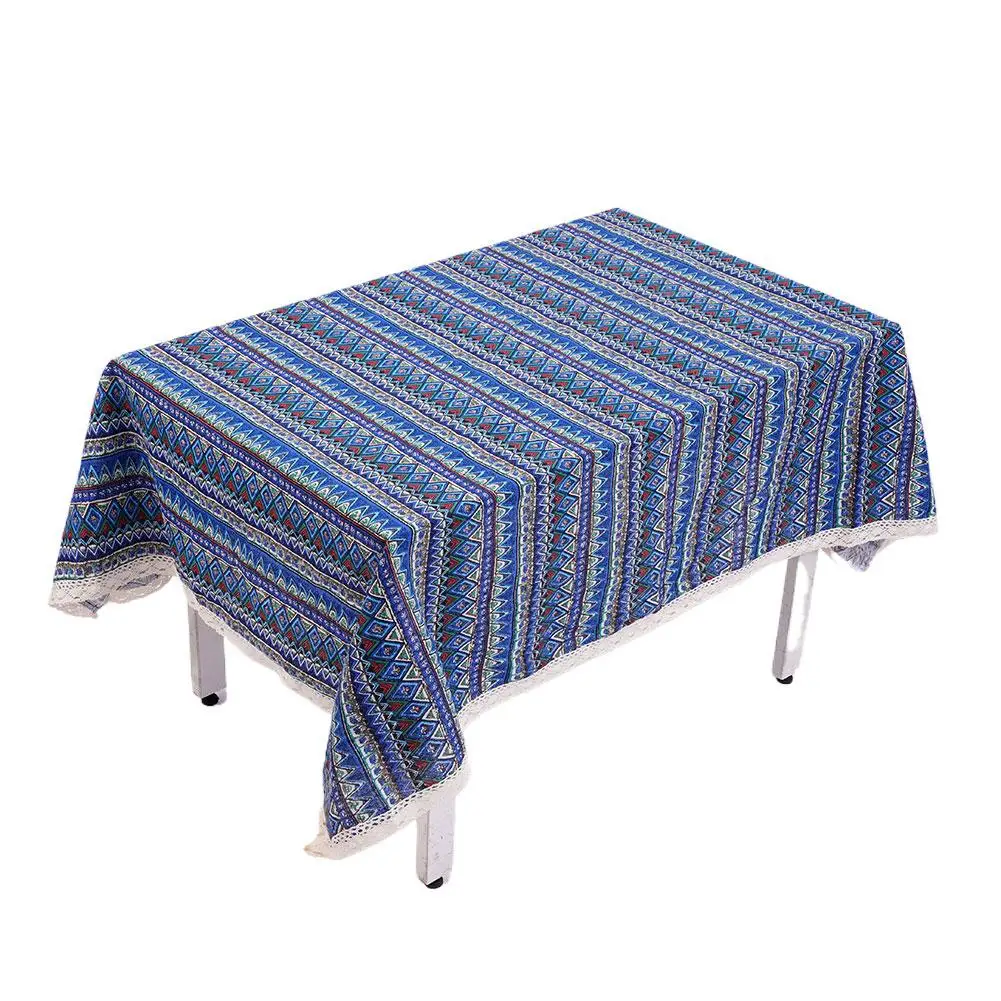 Vintage Style Geometric Table Cover Soft Breathable Tablecloth For Dining Room Coffee Table Holiday Celebration Home Decor