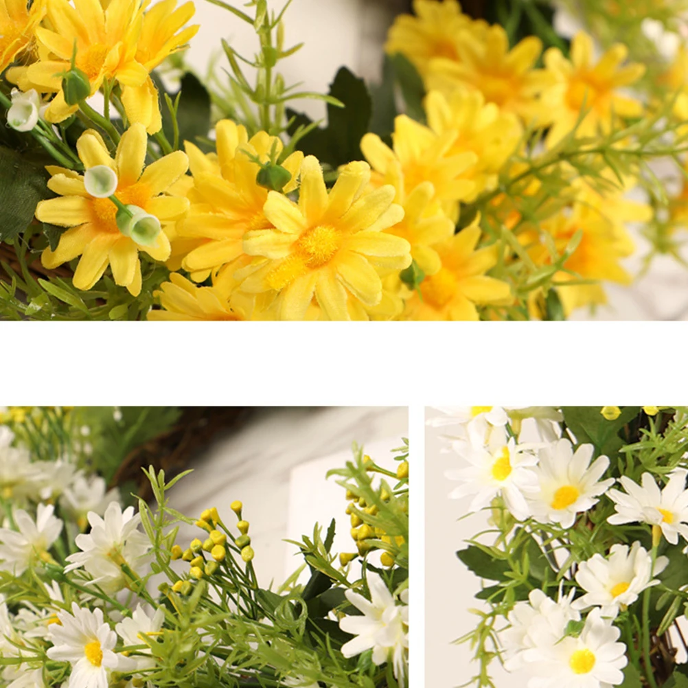 

Daisy Simulation Wreath Garland Beautiful Hanging Decor Artificial Flower Ring Spring Home Party Wedding Decorative