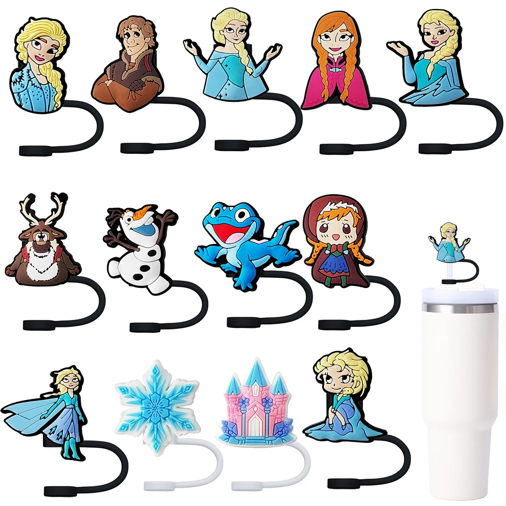 MINISO Disney  silicone straw cap pattern straw plug reusable spill-proof drinking stylish straw fit cup straw cap pendant