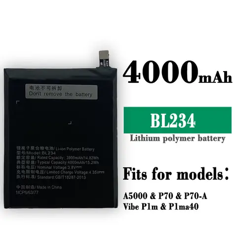 New Li-ion Battery For Lenovo P70 P70-A A5000 Vibe P1m P1ma40 BL234 High Quality