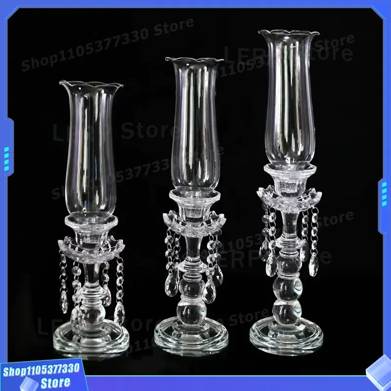Elegant Crystal Glass Candlestick Single Head Cylindrical Holder for Wedding Table Decoration Party Centerpiece Ornament