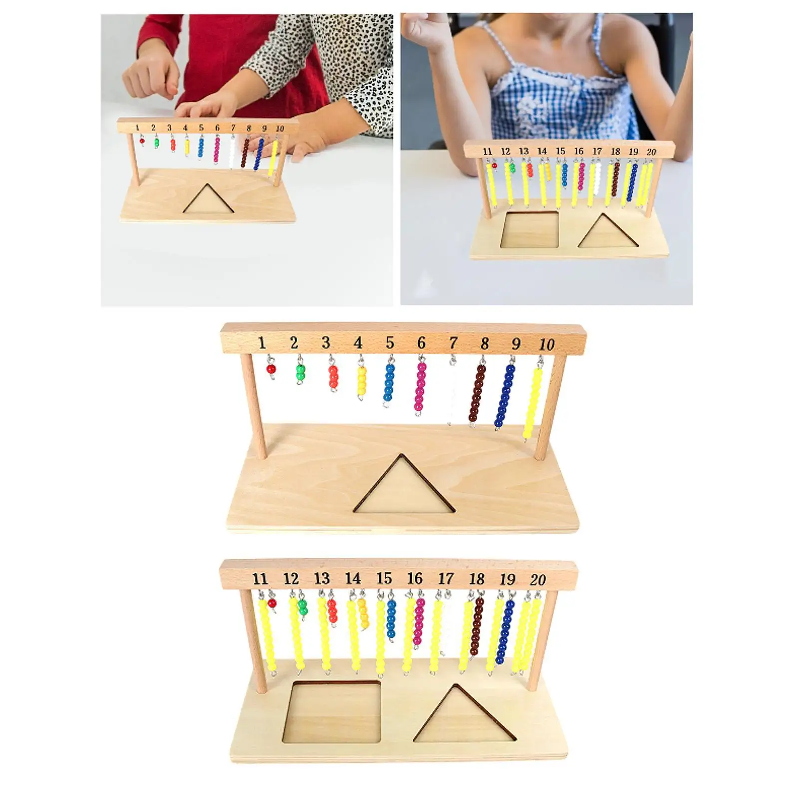 Montessori-Aufhänger für farbige Perlentreppen, Vorschul-Lernen mit Perlen, Mathematik-Material, Perlenaufhänger für Kinder