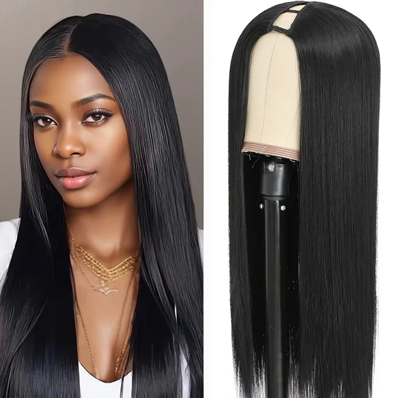 32Inch Bone Straight V Part Wigs Human Hair 100% Brazilian Virgin Human Hair Wig For Black Women Thin Part Wig Full Machine Made