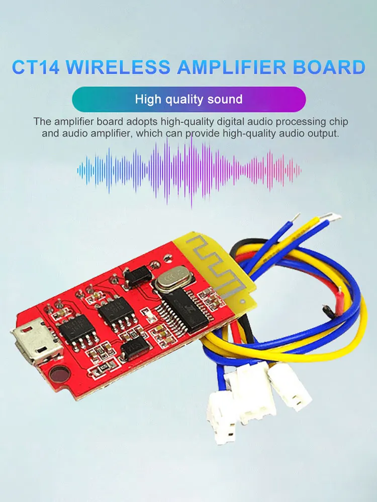 CT14 Micro 4.2 Power Amp Board 5VF 5W+5W Bluetooth-Compatible Digital Audio Amplifier Module for DIY Sound Box Speaker Refitting