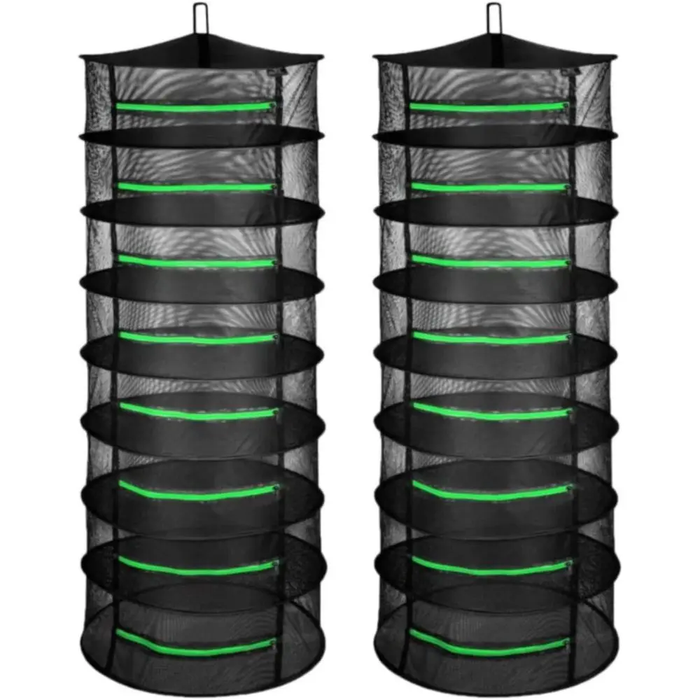 

Сушилка для трав, 2 шт., 8-слойная, 2-ярусная, складная, подвесная сетчатая сушилка с молниями, усиленным кольцом, сумкой для хранения и крючком, или Hy