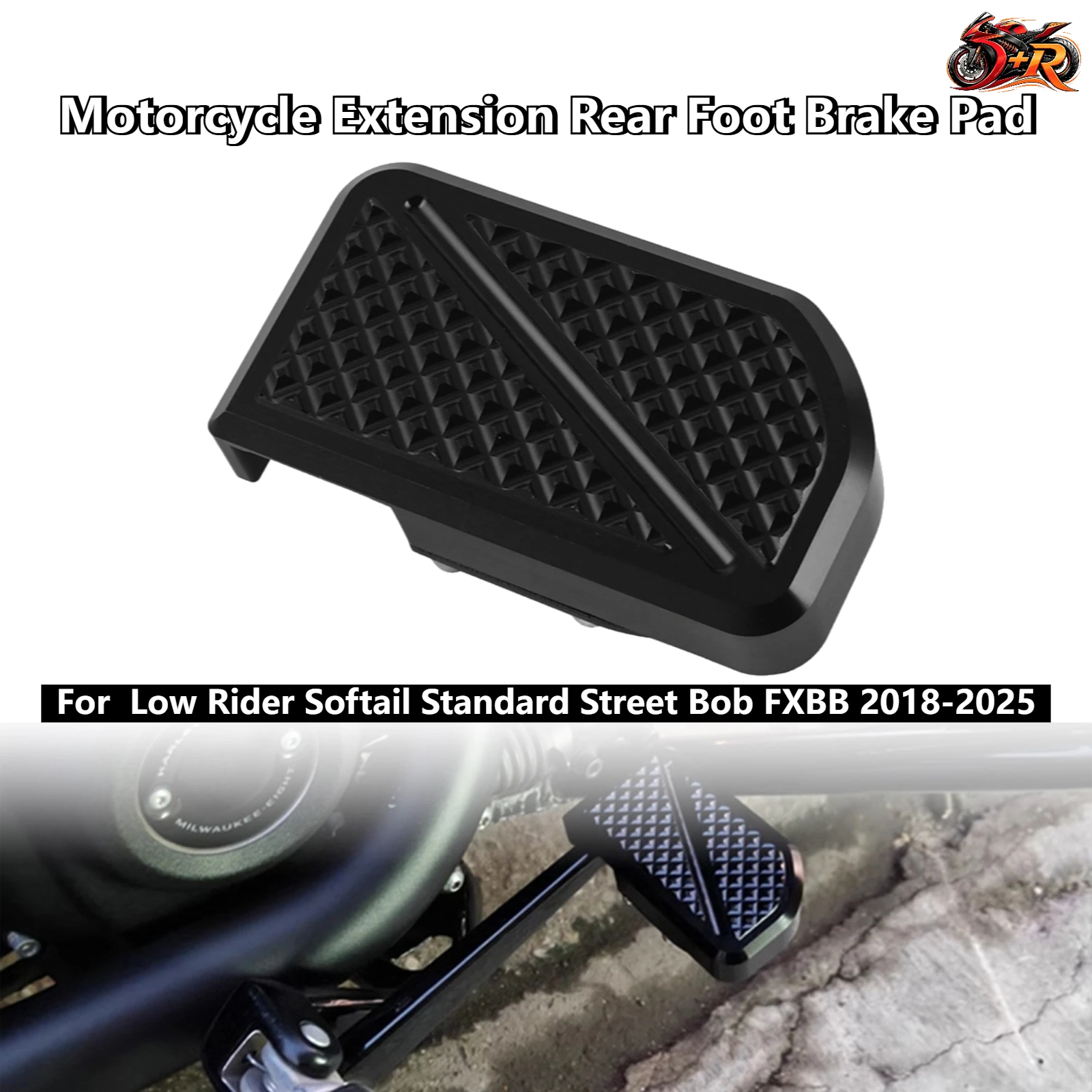 

New Motorcycle Brake Pedal Enlarger Extension Rear Foot Brake Pad For Low Rider Softail Standard Street Bob FXBB 2018-2025