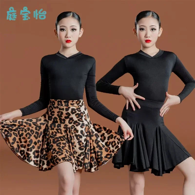 

Детский женский латинский танцевальный весенний тренировочный костюм с длинными рукавами, платье для танцевального класса, фестиваль, правила выступлений, конкурс d