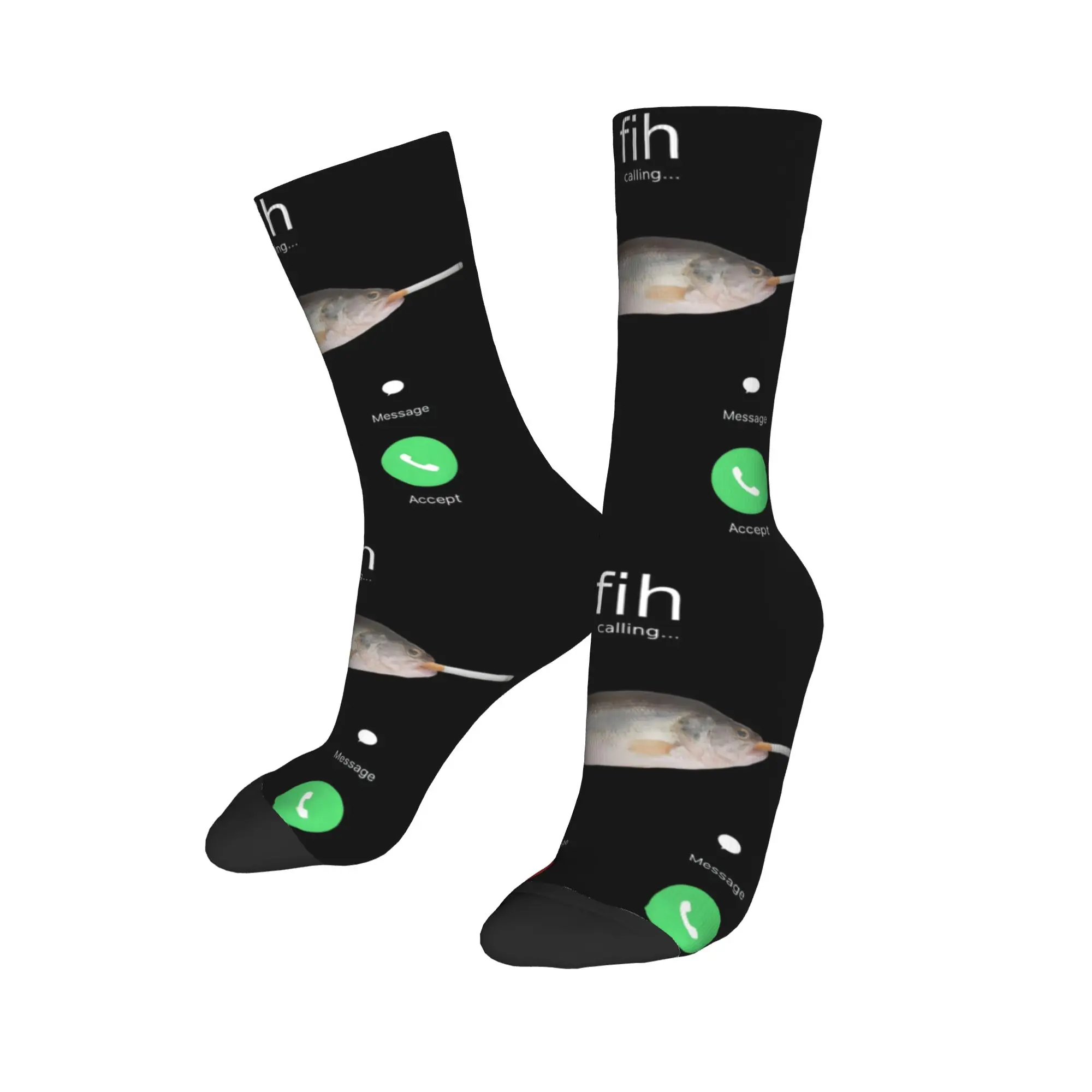 

Носки Fih Calling Fish для звонков на телефоне, мужские и женские модные носки из полиэстера, весна-лето, осень-зима, средние носки-трубы, подарки