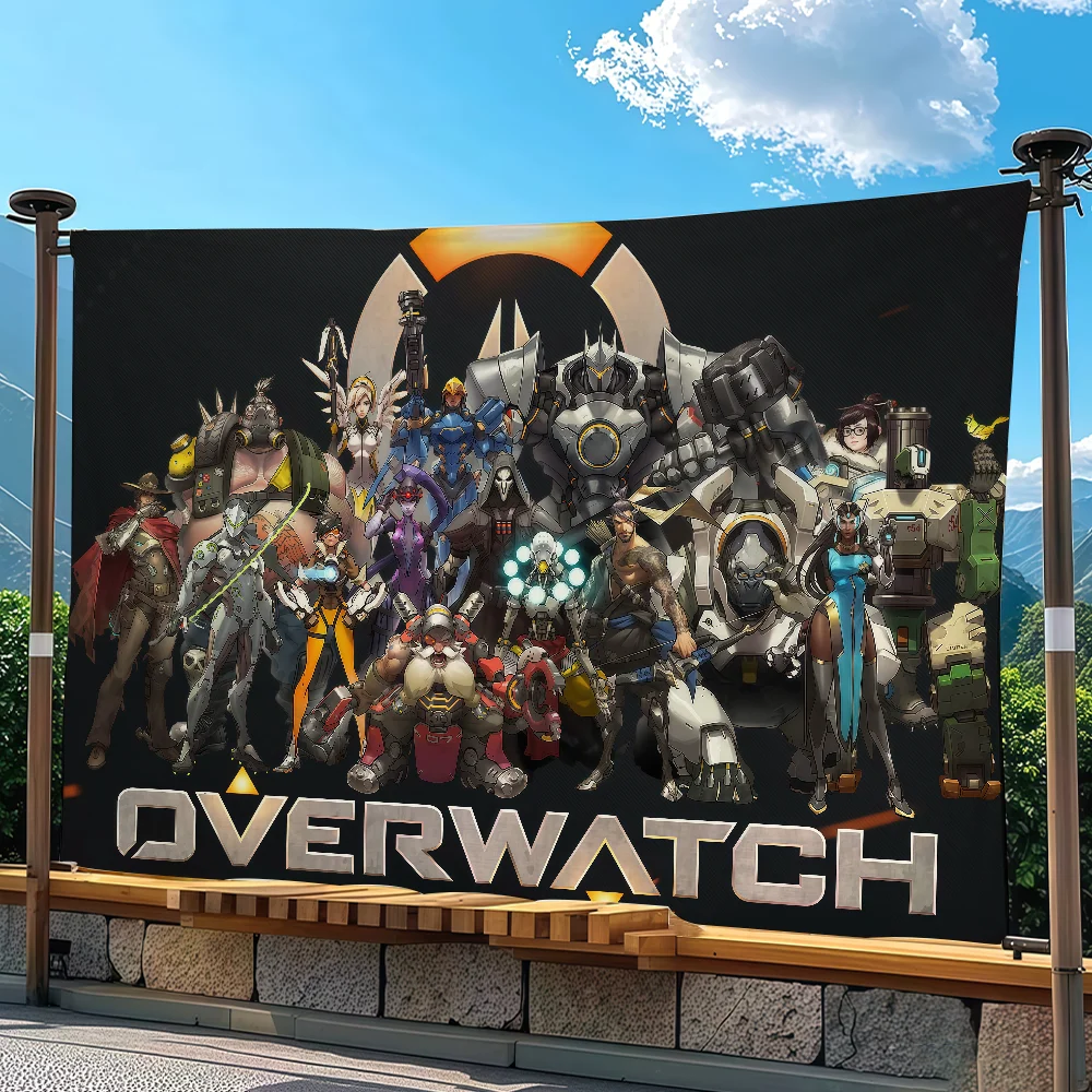 Game O-Overwatch Flag Tapestry Outdoor Party Bedroom Living Room Dormitory Decorative Themed Wall Hanging Banner Gift