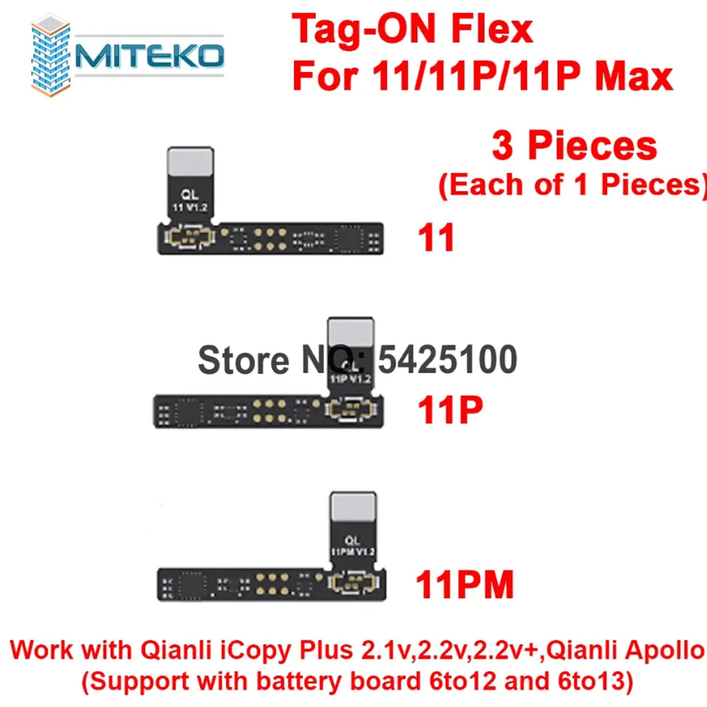 Qianli Apollo and iCopy Plus Programmer Only Battery Board with All Series of Flex Support for 11 and 12, 2.2V