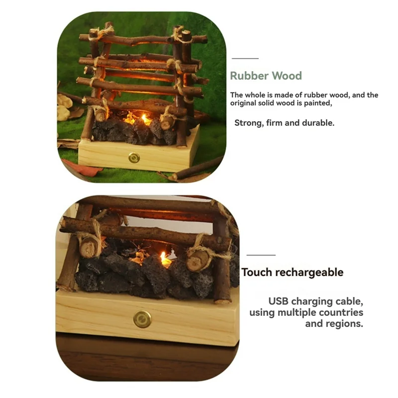 LICE-Small الكهربائية وهمية الموقد سجل ضوء الليل USB قابلة للشحن 3 طرق LED أضواء الليل النار وهمية مع الضوضاء البيضاء