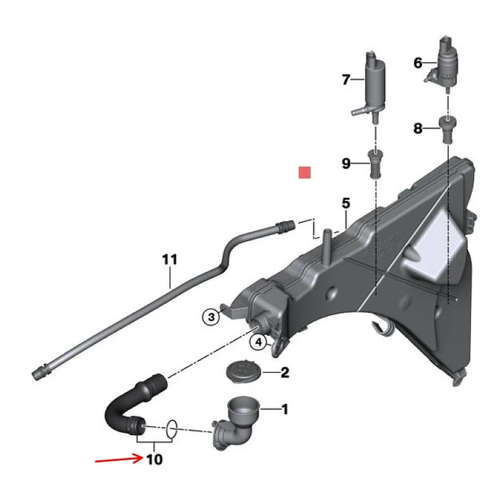 

Replacement Windshield Washer Reservoir Tank Pipe for BMW For X5 F15 and For X6 F16 ABS Construction OEM 61667377164