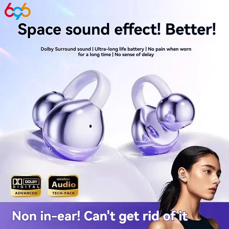

2025 New Blue Tooth Headphones Open Ear Clip Headset Wireless Earphones Sport Earbuds Waterproof Music Playing HD Call Men Women