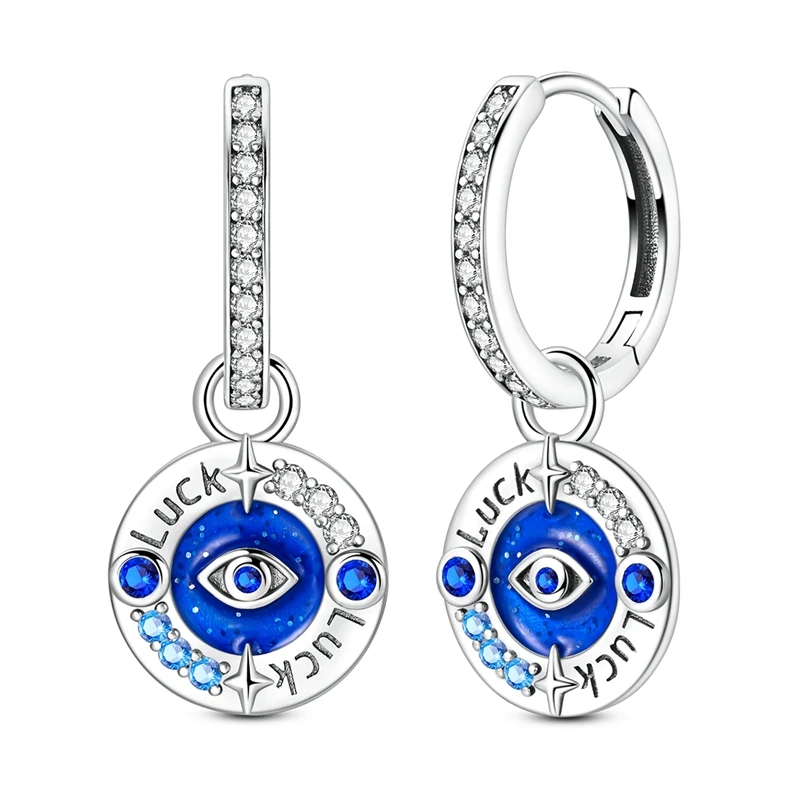 

925 Sterling Silver Earrings Women Sparkling Lucky Eye Drop Earring For Anniversary Wedding Jewelry Gifts