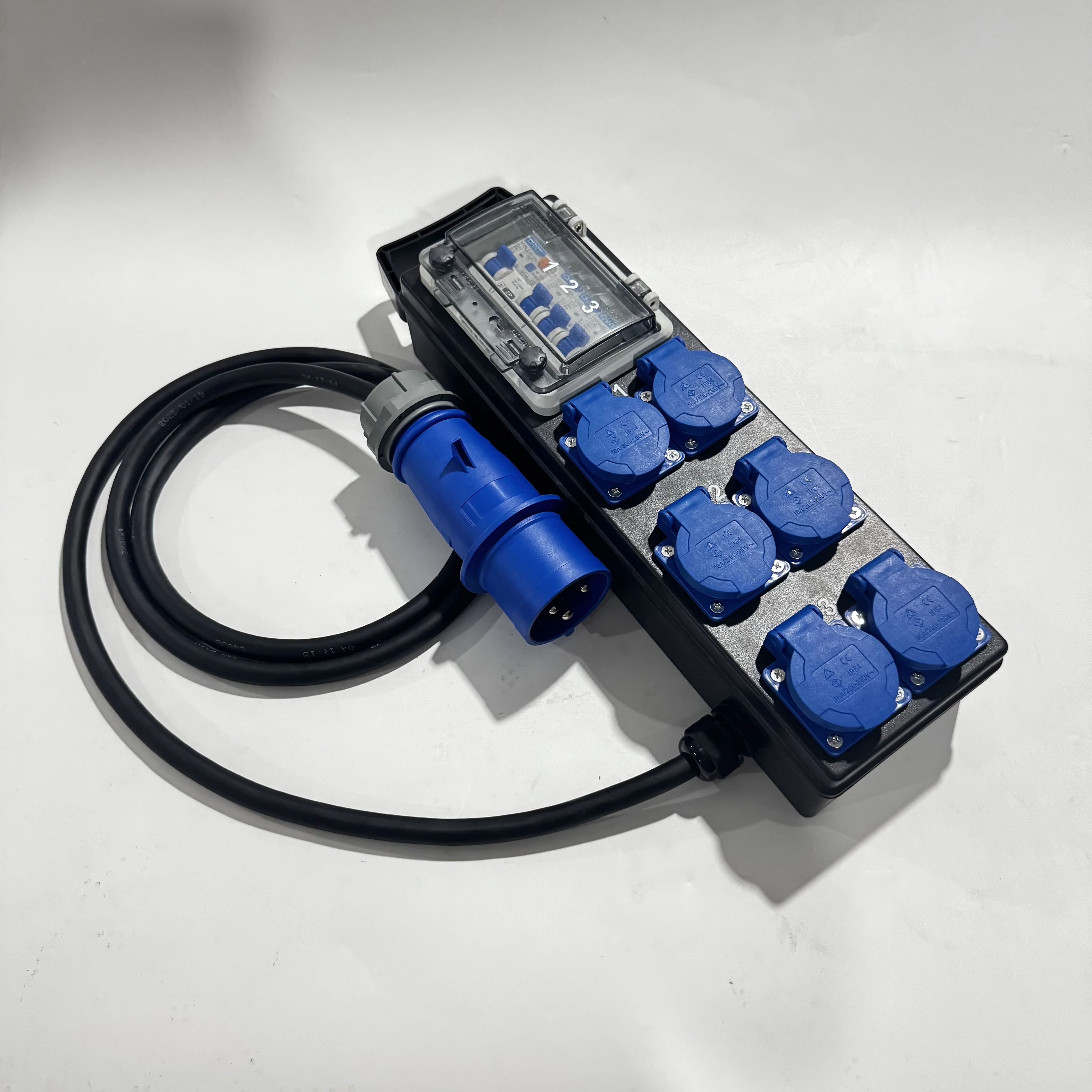 

32A Single Phase Stage o Power Distro Box with 6x16A Schuko German Sockets