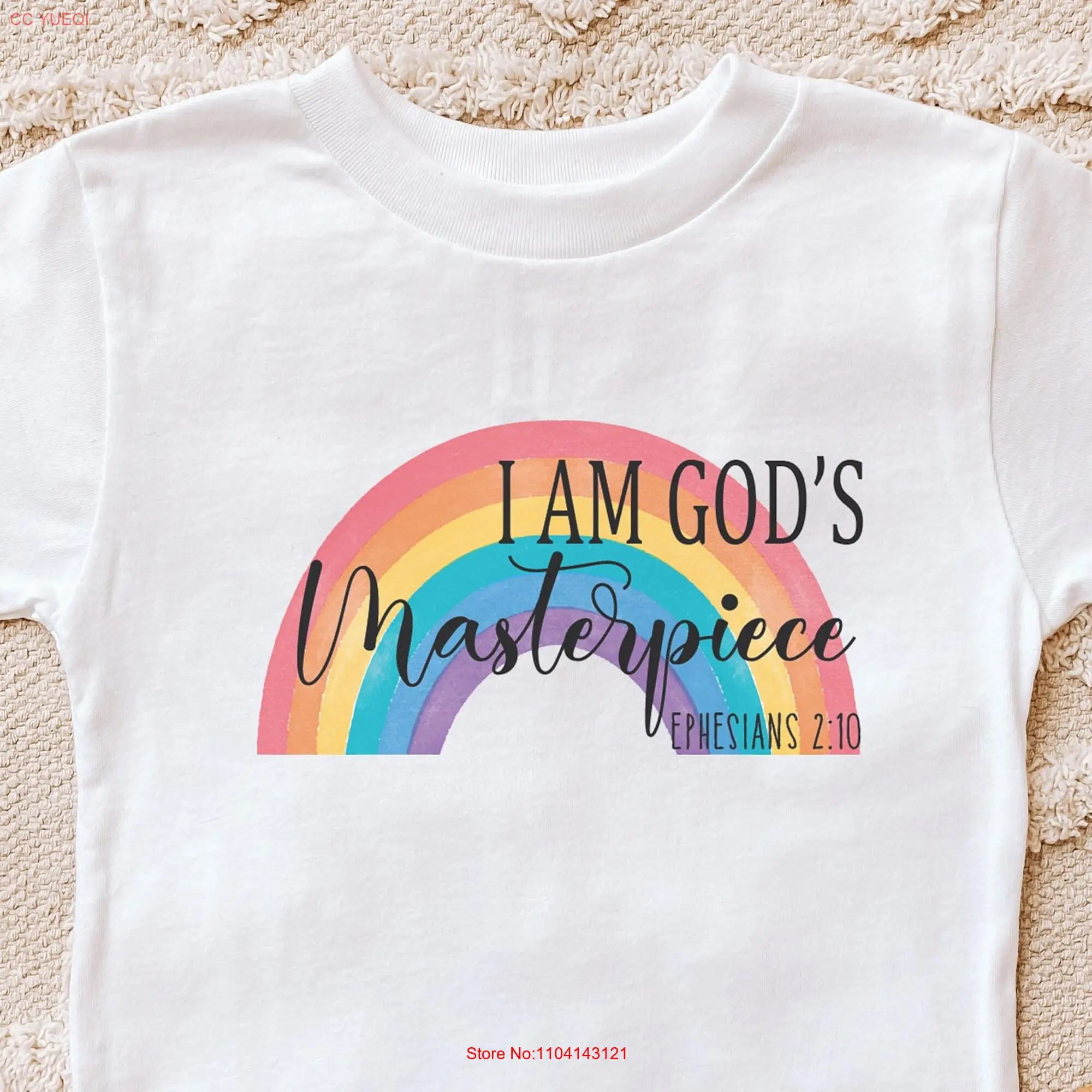 Christian T Shirt for Kids God's Masterpiece Bible Verse Toddler Religious Sunday School Apparel long or short sleeves