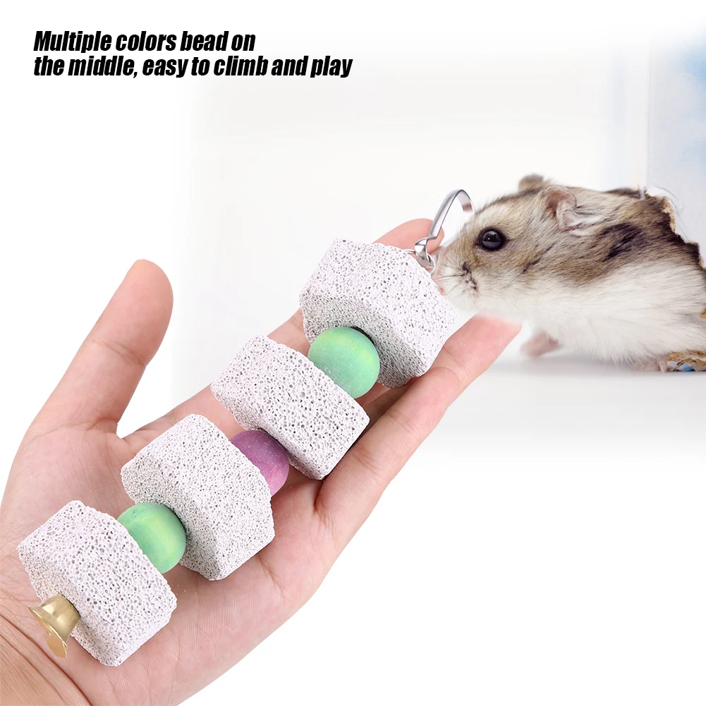 Parrot Bird Teeth Grinding Stone Mouth Molar Cage Hamster Chinchilla Hanging String Chewing Toy