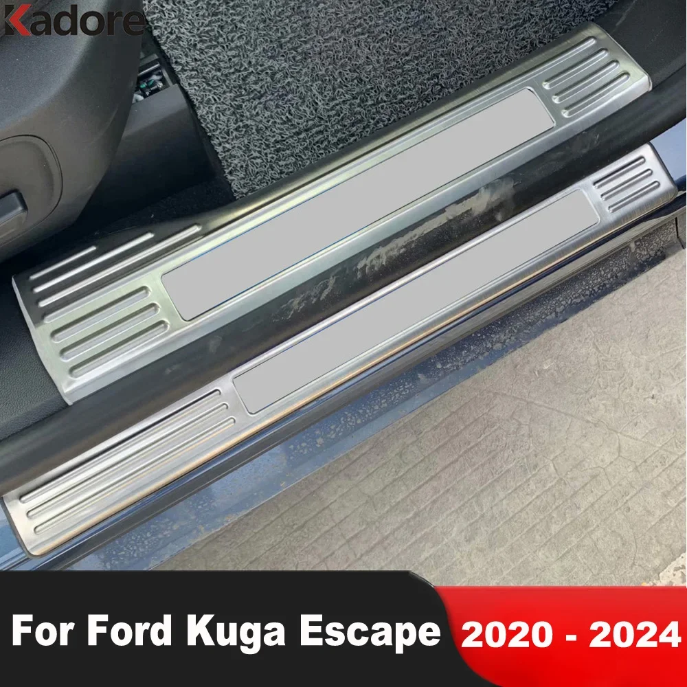 For Ford Kuga Escape 2020-2022 2023 2024 Steel Door Sill Scuff Plate Cover Trim Welcome Pedal Protector Guard Car Accessories